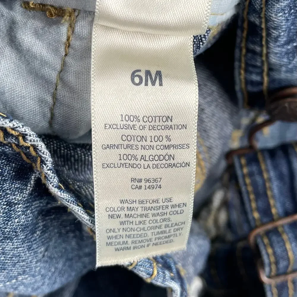 Oshkosh B’gosh Denim Overalls Baby 6M Embroidered Logo Blue Pants 100% Cotton